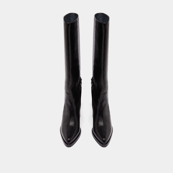 Boots with laminated heels in black leather | DICKINSON