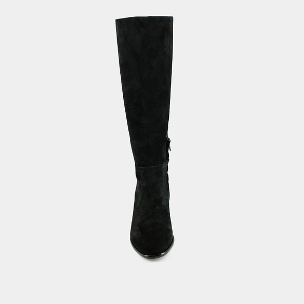 Heeled boots with rounded toes in black suede | DILIA
