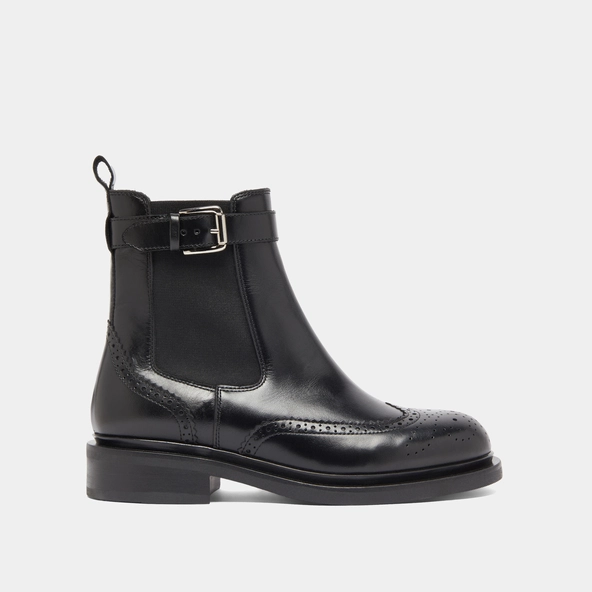 Lowboots with buckles in black leather | DOUBY