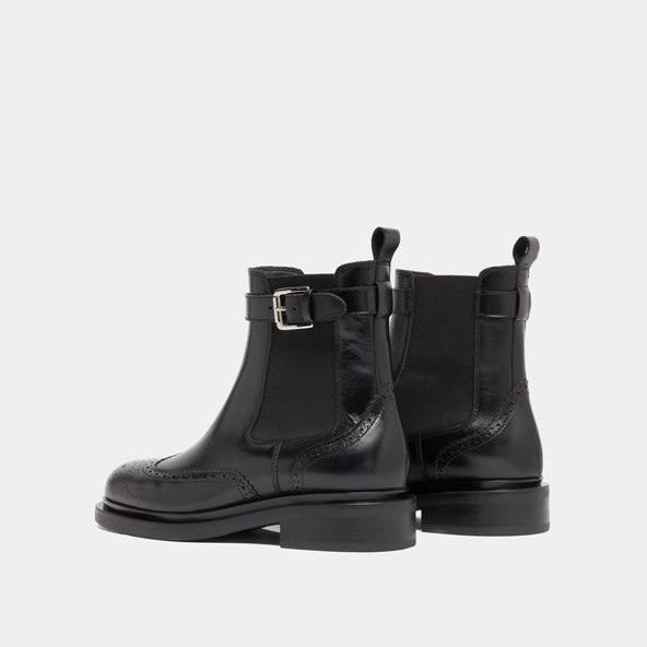 Lowboots with buckles in black leather | DOUBY