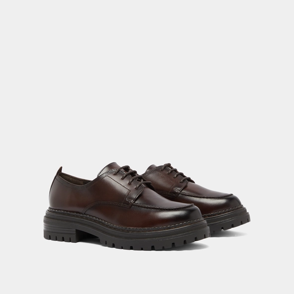 Derbies with notched soles in red-brown leather | ADALOU