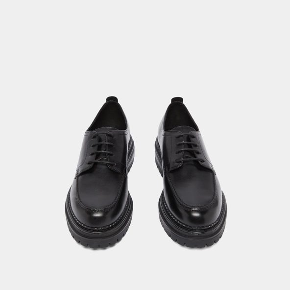 Derbies with notched soles in black leather | ADALOU