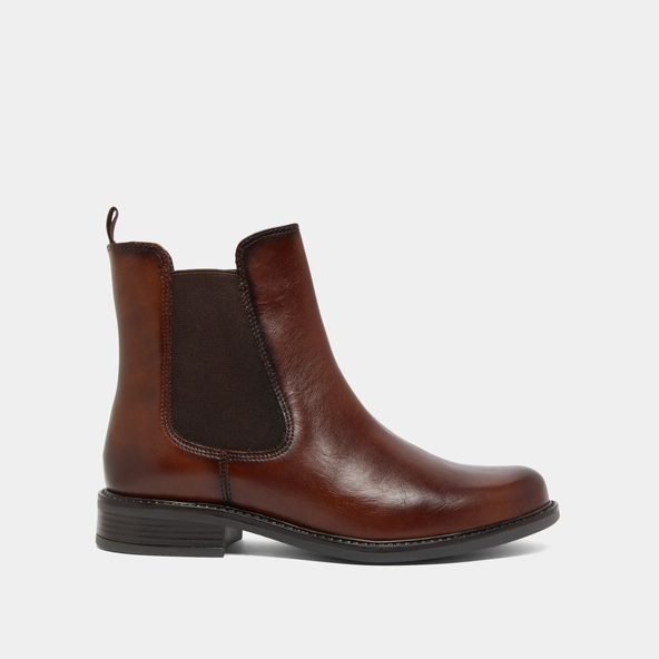 Lowboots with elastics and rounded toes in cognac leather | AUDRY