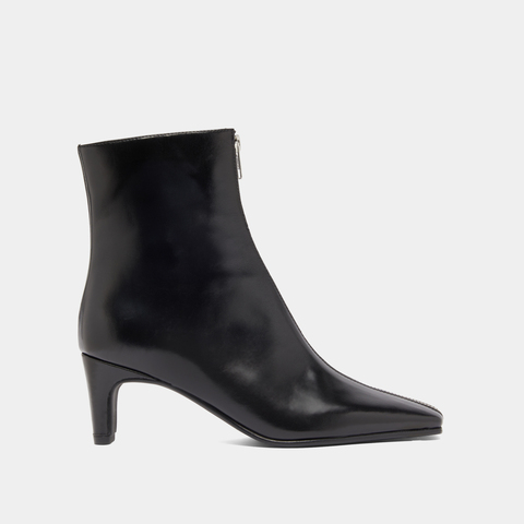 Heeled ankle boots with front zippers black
