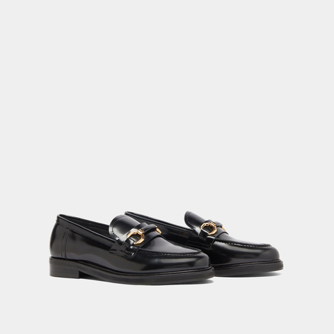 Loafers with gold bits black