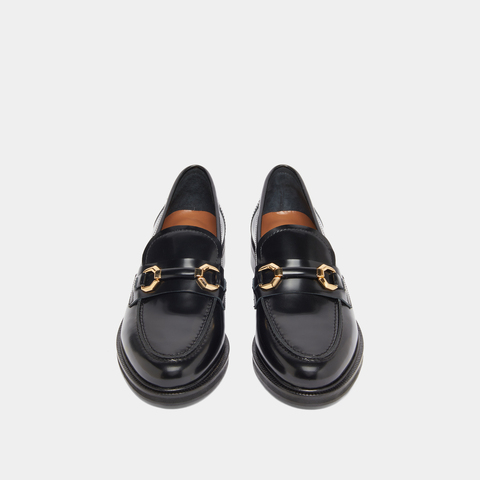 Loafers with gold bits black
