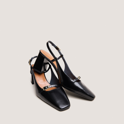 Heeled slingbacks black