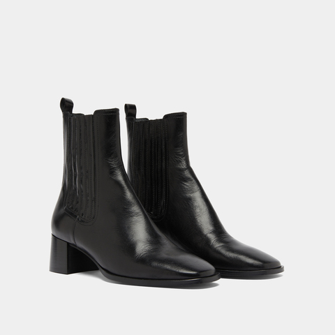 Gathered ankle boots black