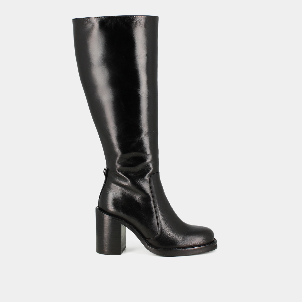 Boots with overflowing heels in black leather calf size m | BRETZEL