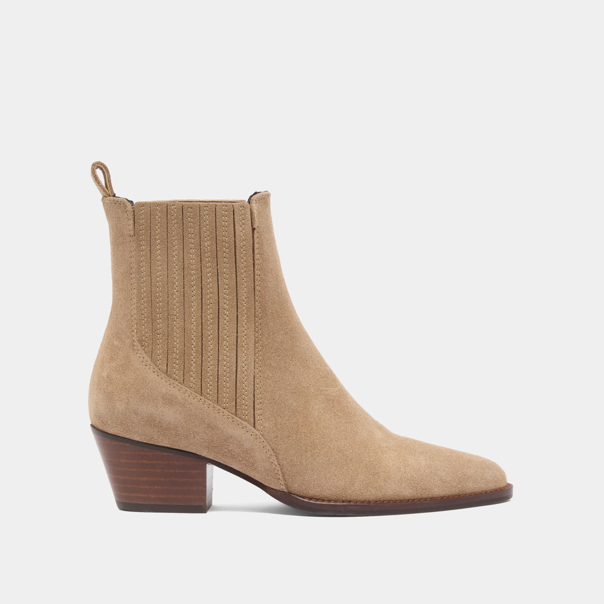 Boots with small bevelled heels and elastics in taupe suede | BAILEY