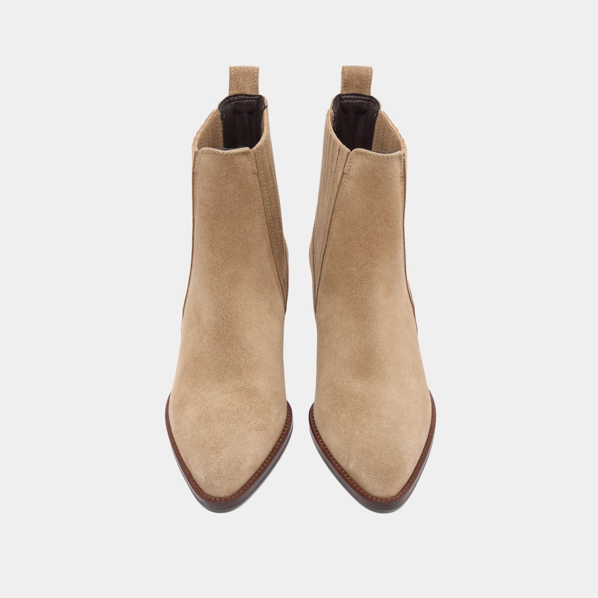 Boots with small bevelled heels and elastics in taupe suede | BAILEY