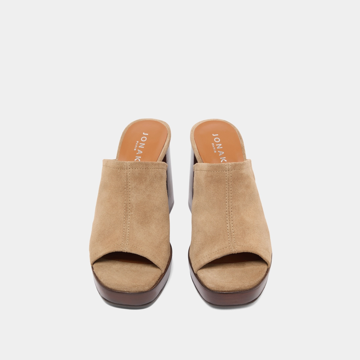 Heeled mules in taupe suede | BAYA