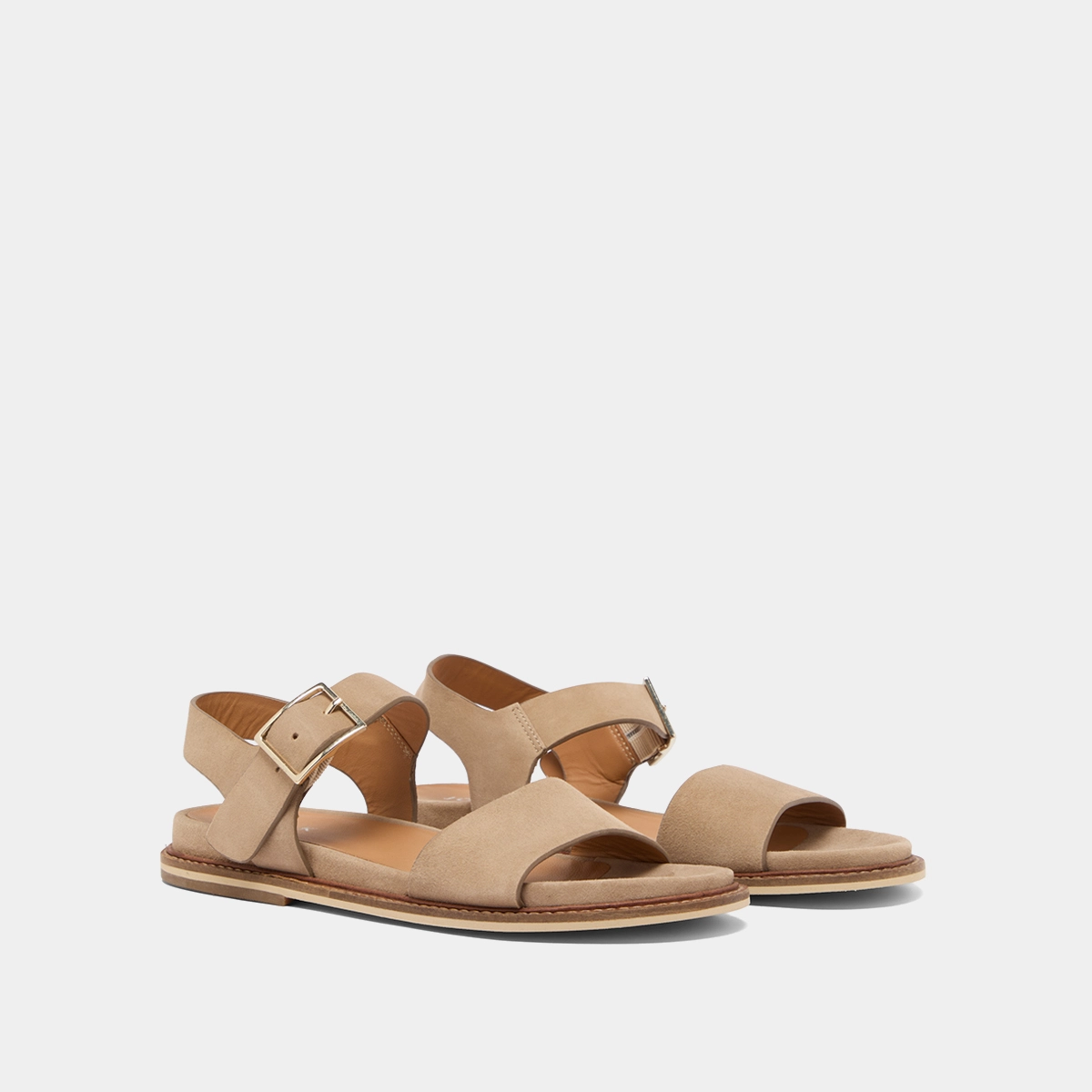Strappy sandals with open toe in beige velvet | ACCO