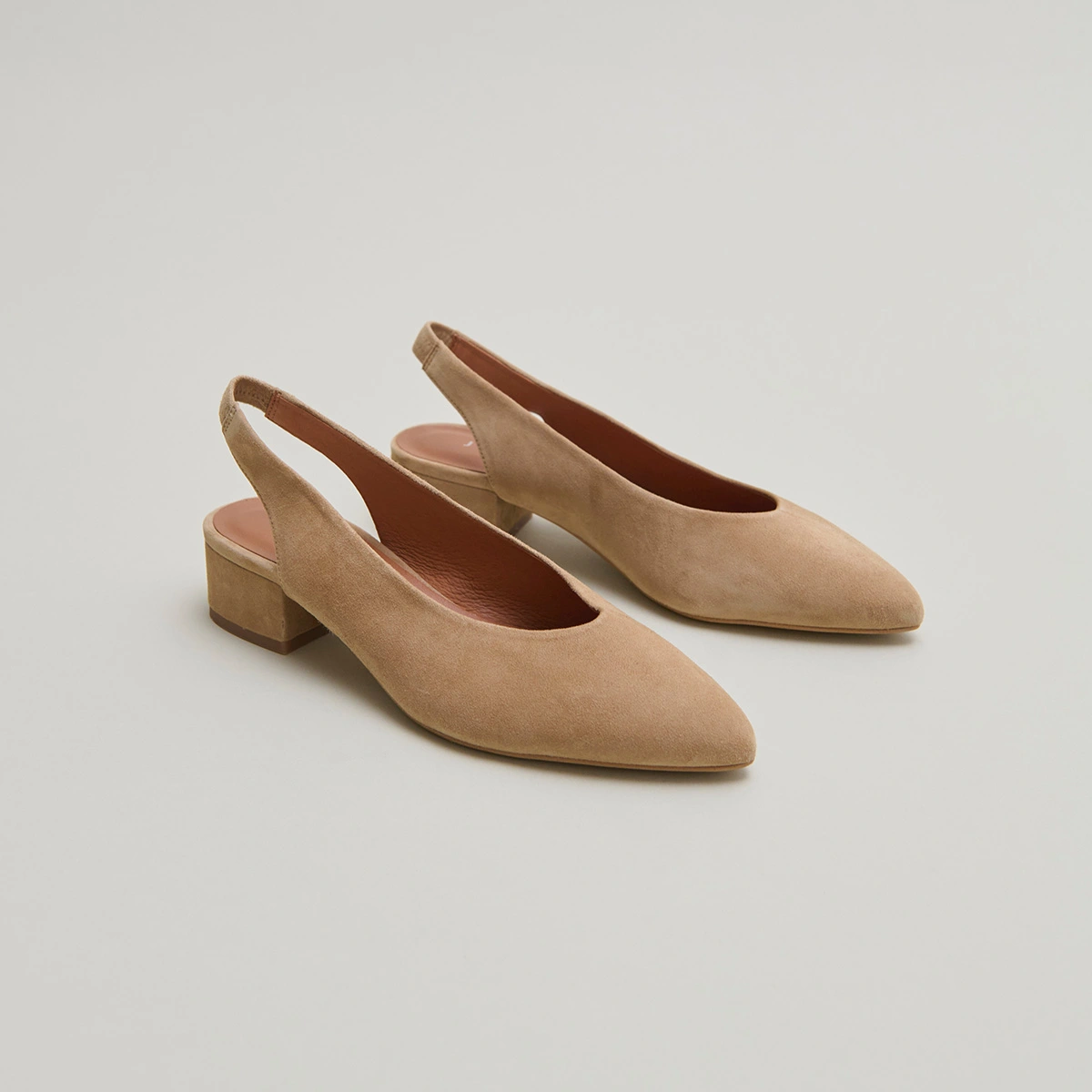 Ballet flats with open backs in camel velvet | VINCE