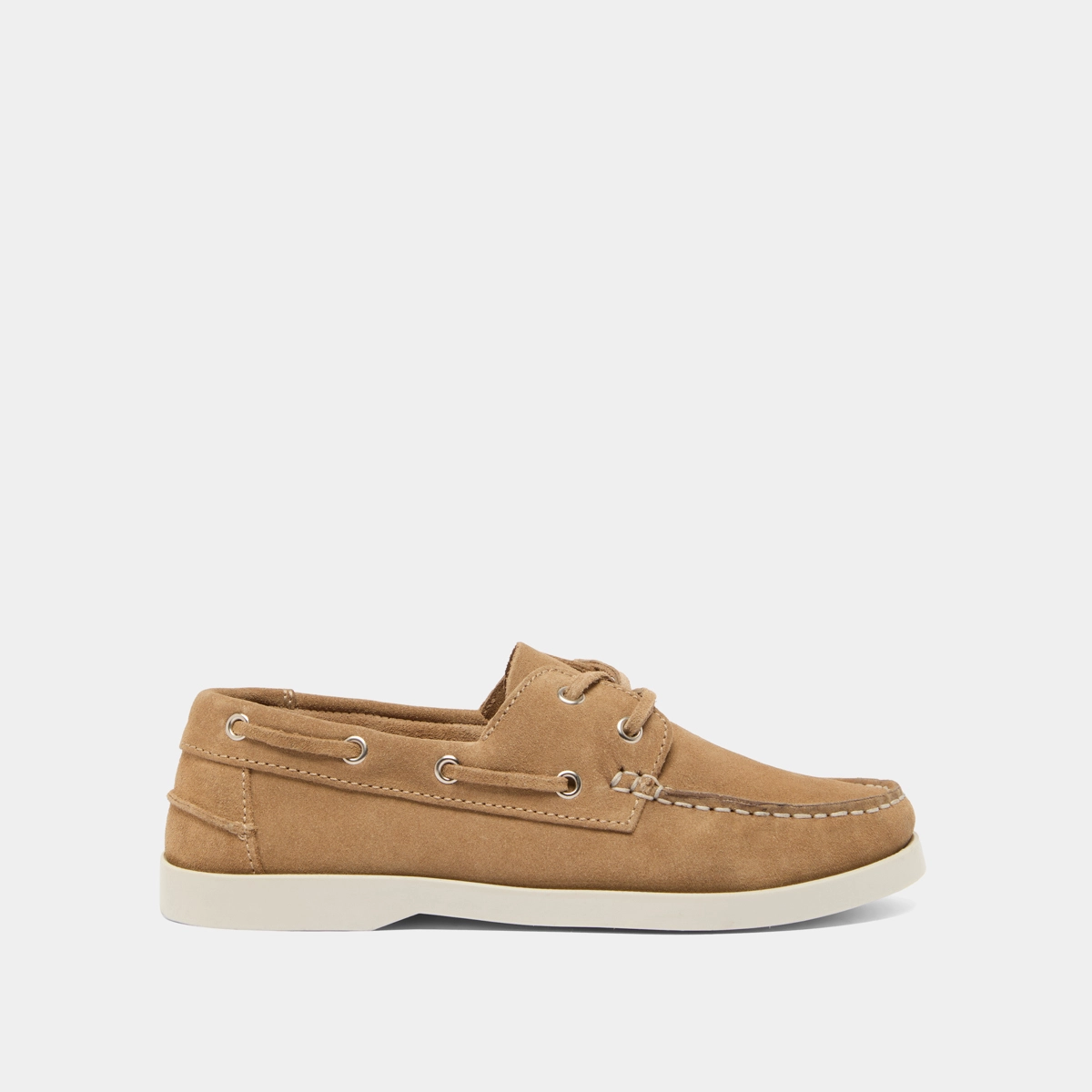 Derbies with thick laces and topstitching in beige crust | OMBELINE