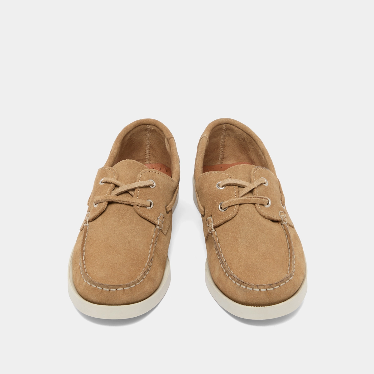 Derbies with thick laces and topstitching in beige crust | OMBELINE