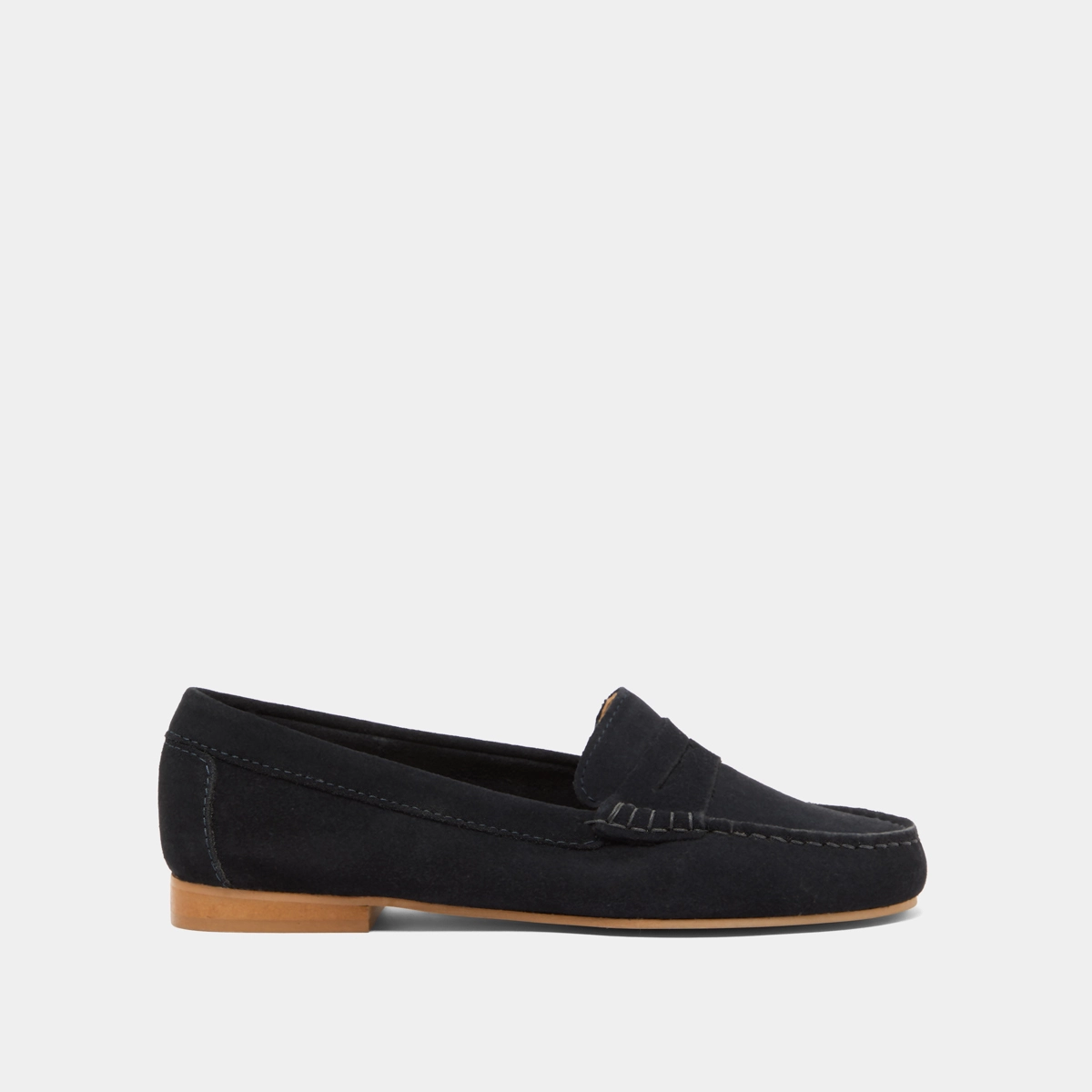 Loafers with topstitching in navy crust | GREG