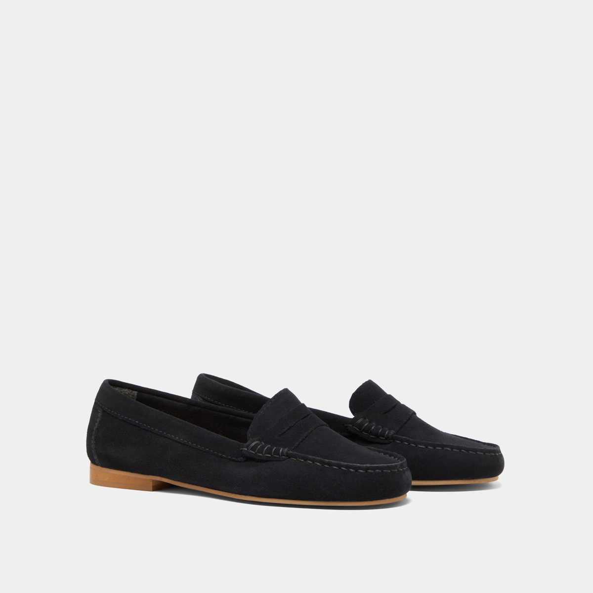 Loafers with topstitching in navy crust | GREG