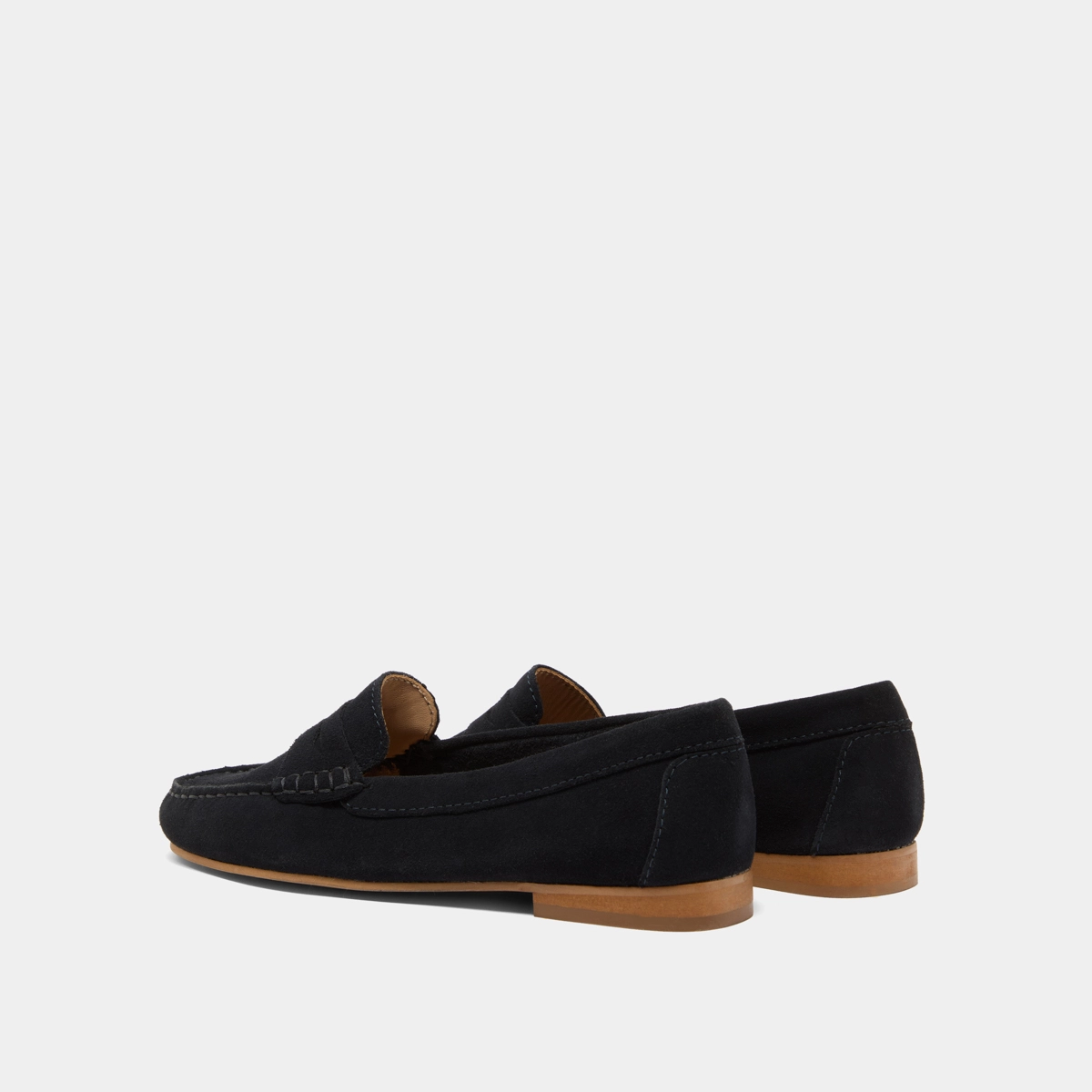 Loafers with topstitching in navy crust | GREG
