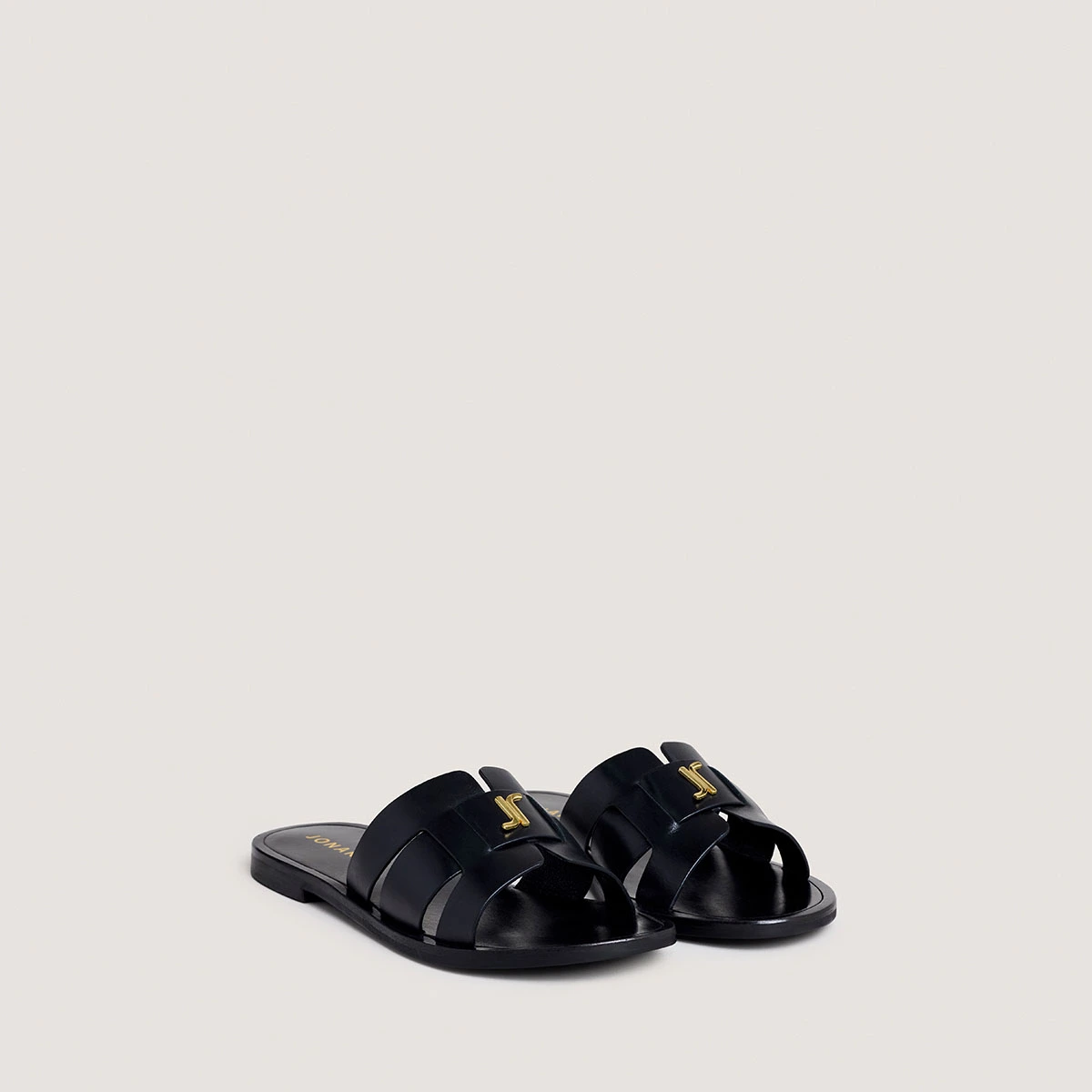 Sandals with monogram in black leather | WEIL