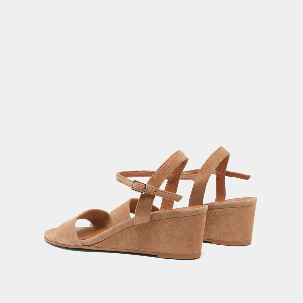 Wedge sandals in camel velvet | AGRUME