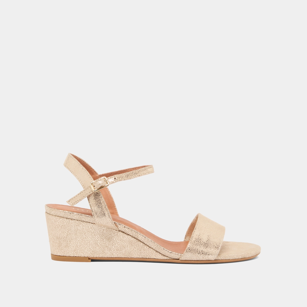 Wedge sandals in platinum laminated velvet | AGRUME