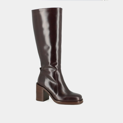 Boots with overflowing heels in dark brown leather calf size m | bretzel