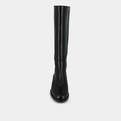 High boots in  black leather calf size m | flower
