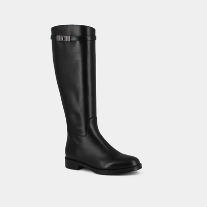 Round-toe boots in black leather | fly