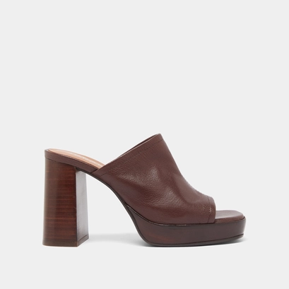 Heeled mules in brown leather | baya