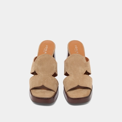 Heeled mules in taupe suede | BELLE