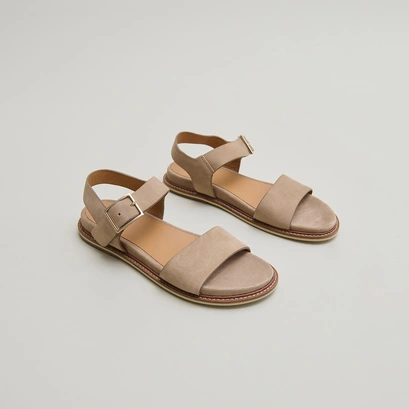 Strappy sandals with open toe in beige velvet | acco