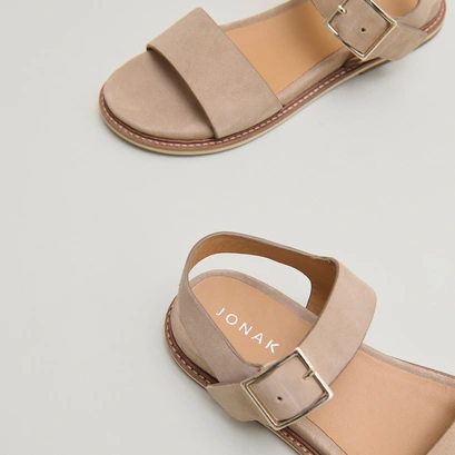 Strappy sandals with open toe in beige velvet | acco