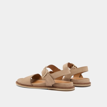 Strappy sandals with open toe in beige velvet | acco