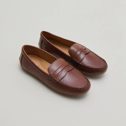Ruched loafers in cognac leather | antonia