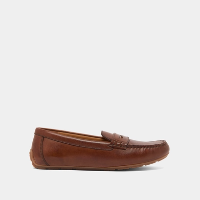 Ruched loafers in cognac leather | antonia