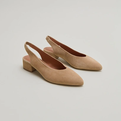 Ballet flats with open backs in camel velvet | vince