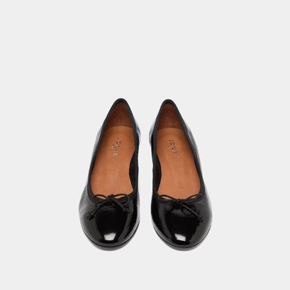 Wedge ballerinas in black pleated varnish | airelle