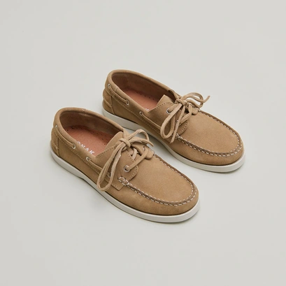Derbies with thick laces and topstitching in beige crust | ombeline