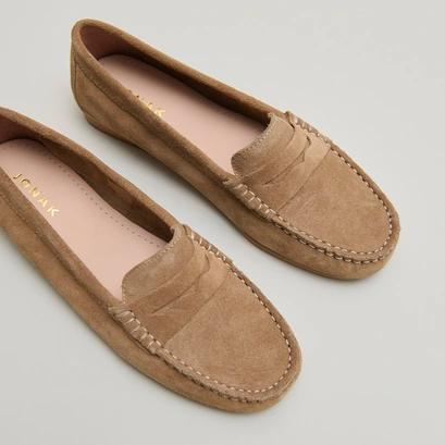 Loafers with topstitching in beige crust | greg