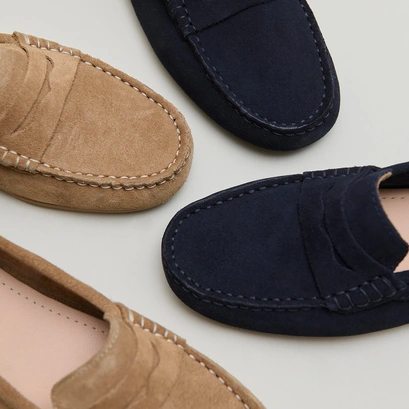 Loafers with topstitching in beige crust | greg