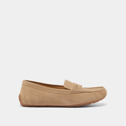Ruched loafers in beige velvet | antonia