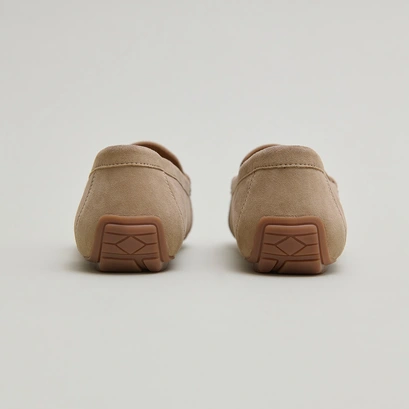 Ruched loafers in beige velvet | antonia
