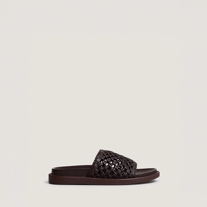 Openwork mules in dark brown leather | wozart