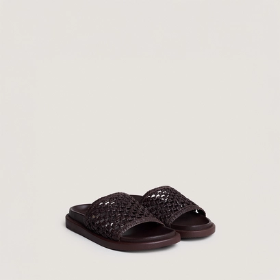 Openwork mules in dark brown leather | wozart