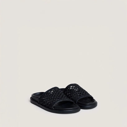 Openwork mules in black leather | wozart