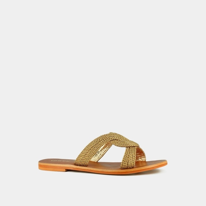 Flat mules in gold rope | waki