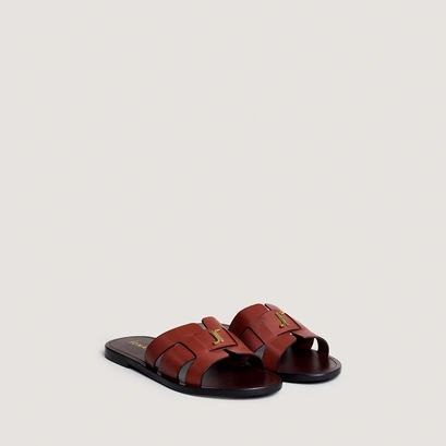 Sandals with monogram in cognac leather | weil