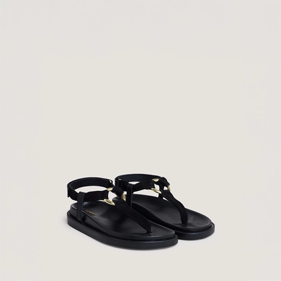 Strappy sandals with round details black