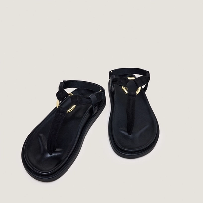 Strappy sandals with round details black